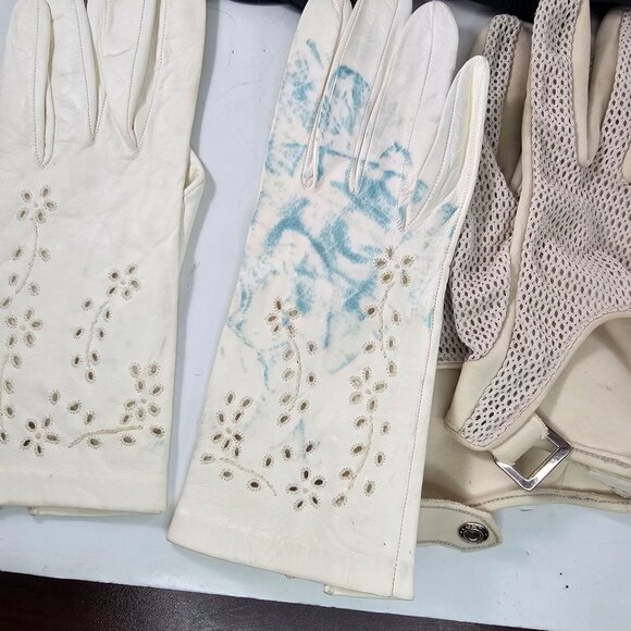 Vintage Gloves Leather Mesh Lot 8 Pairs Mixed Styles Sizes Prop Theater Costume - Picture 7 of 15